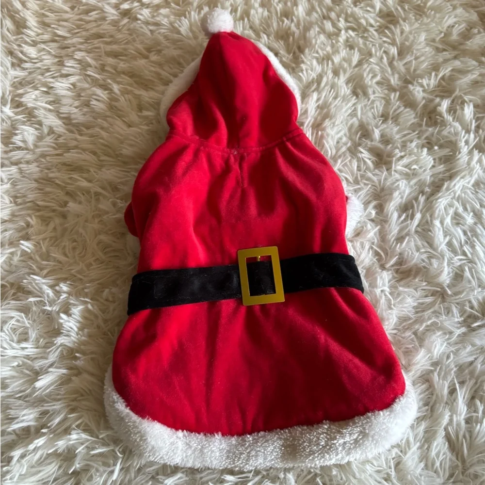 Santa suit fur trimmed Pom Pom faux belt costume size medium